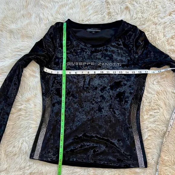 GIUSEPPE ZANOTTI 2pc Rhinestone Studded Black Velour Sweatsuit/Loungewear Sz S - Picture 10 of 11
